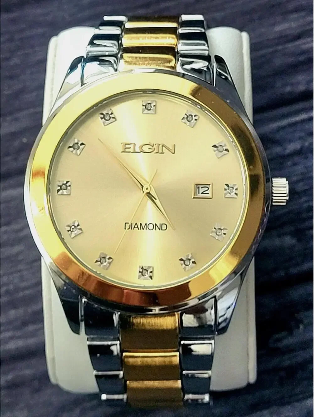Rare Elgin Satin Diamond Dial Mens Watch Authorized‎ Dealer